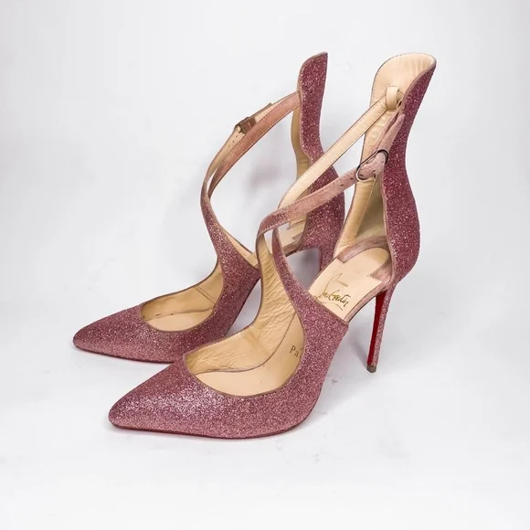 Christian Louboutin Marlenarock Size 36.5 100mm Heels in Glitter Pink. - Picture 5 of 12